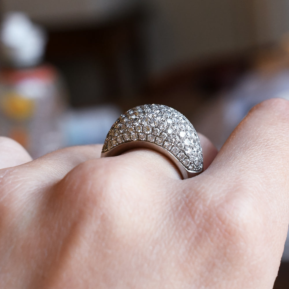 Vintage 3.35ct Pavé Diamond Bombe Ring