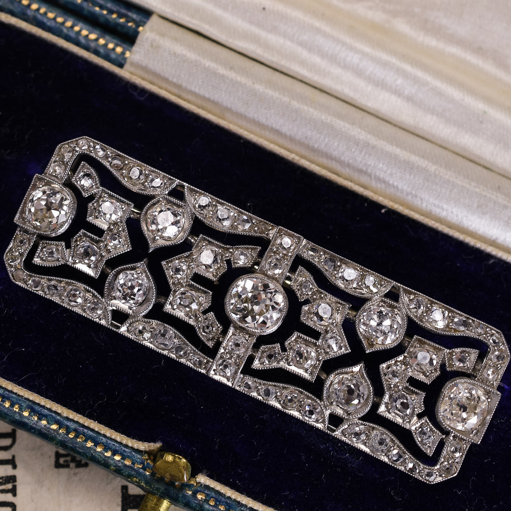 Art Deco Old Cut Diamond Panel Brooch
