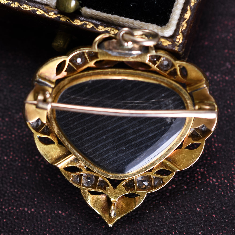 Victorian Garnet, Diamond & Enamel Pendant