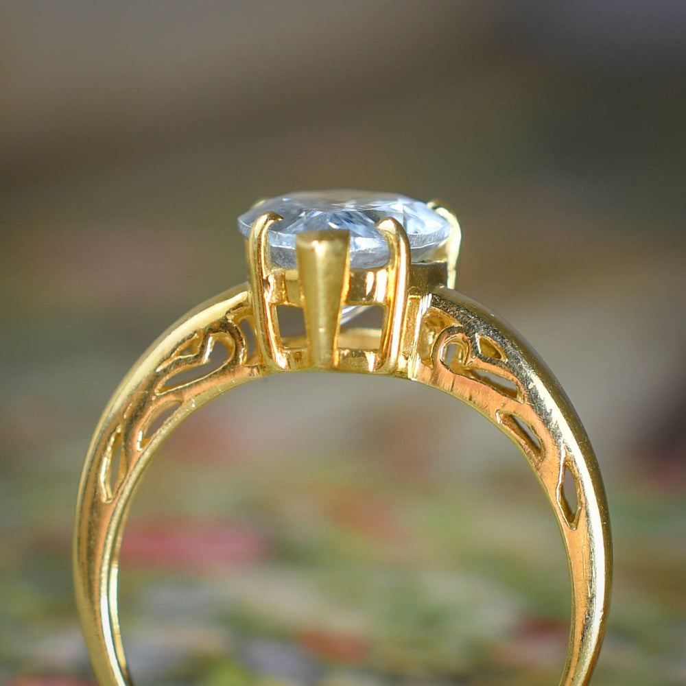 2.20ct Pear Cut Aquamarine Solitaire Ring