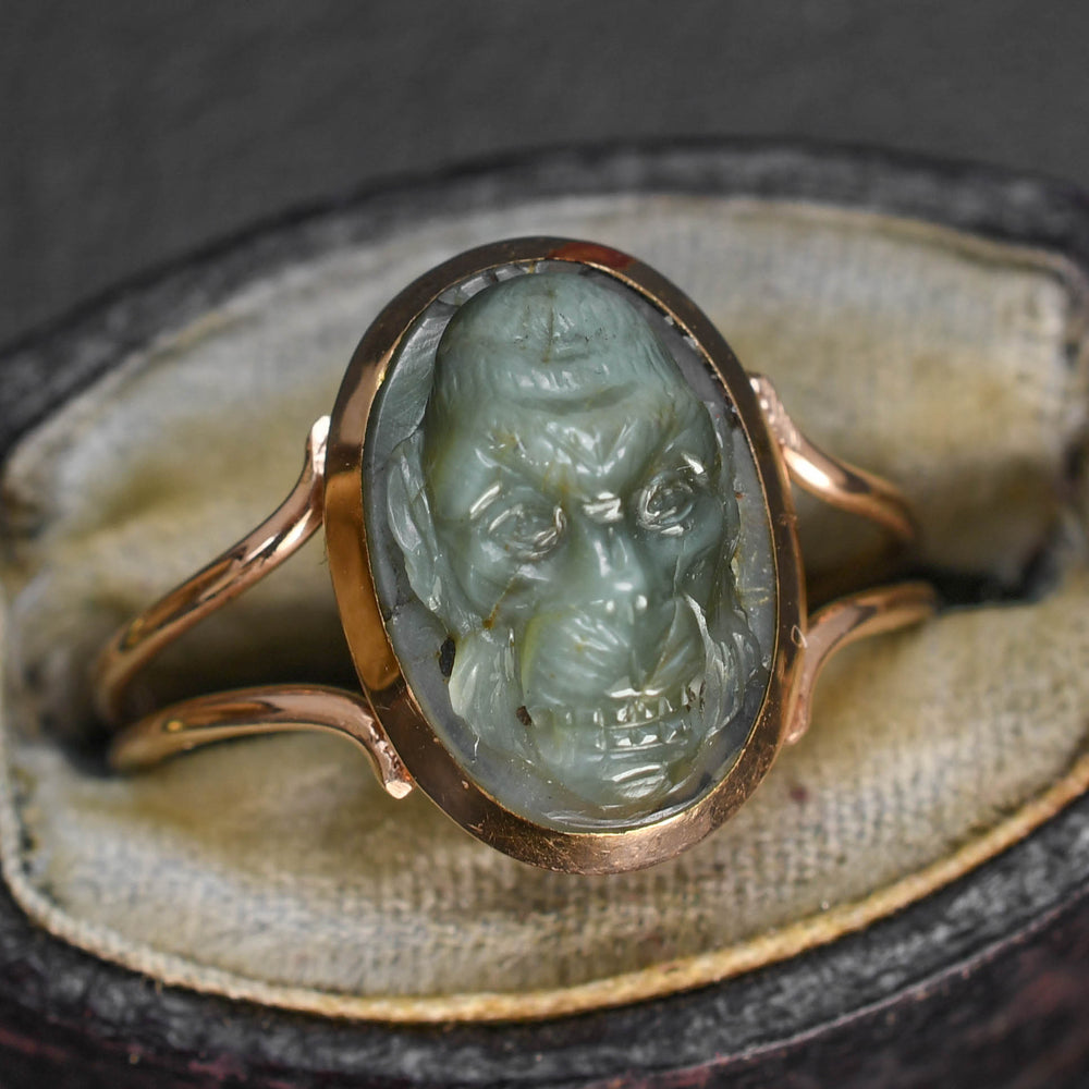 Georgian Chimpanzee Labradorite Cameo Ring