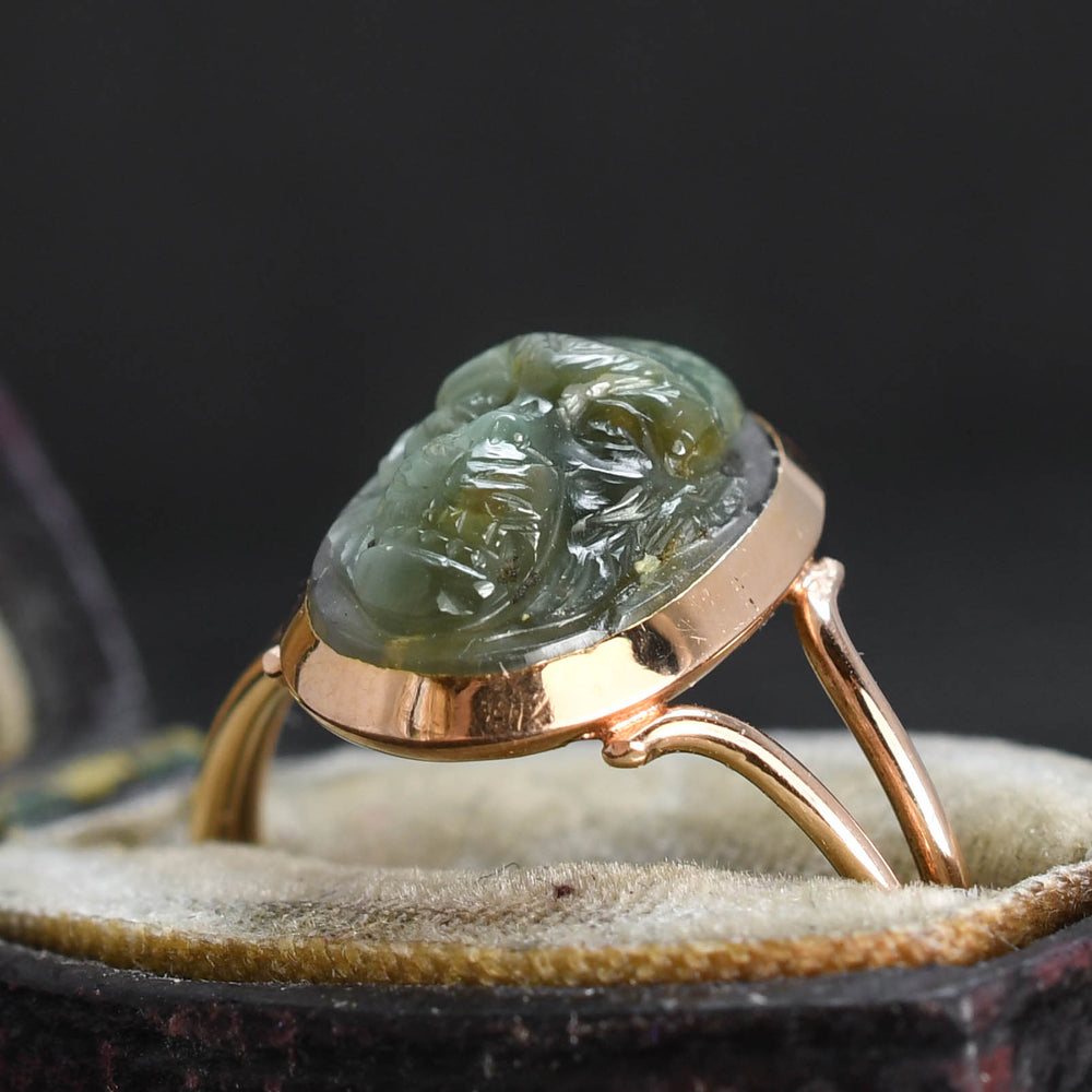 Georgian Chimpanzee Labradorite Cameo Ring