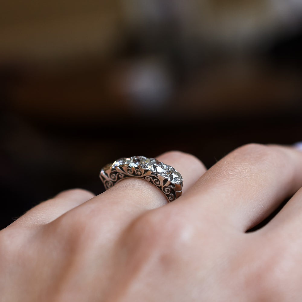 Early 20th Century  5 Stone Half Hoop Diamond Ring