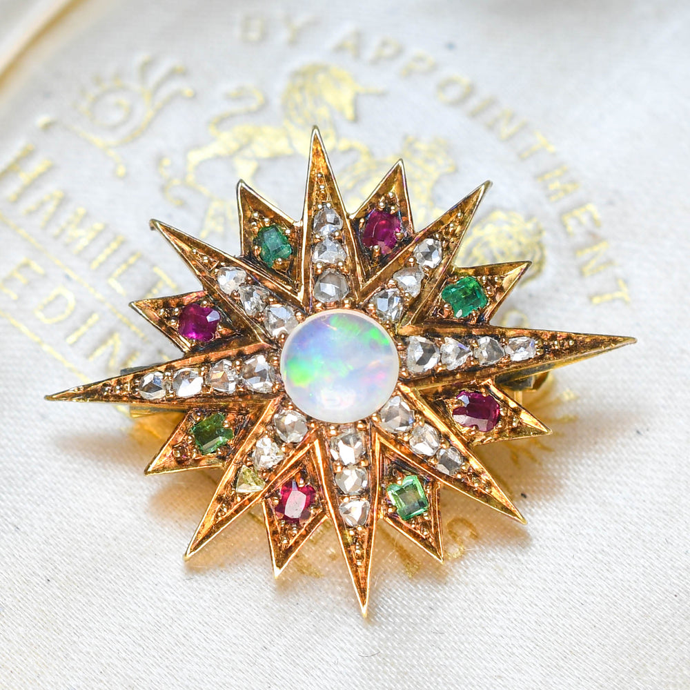 Victorian Multi-Gem Star Brooch