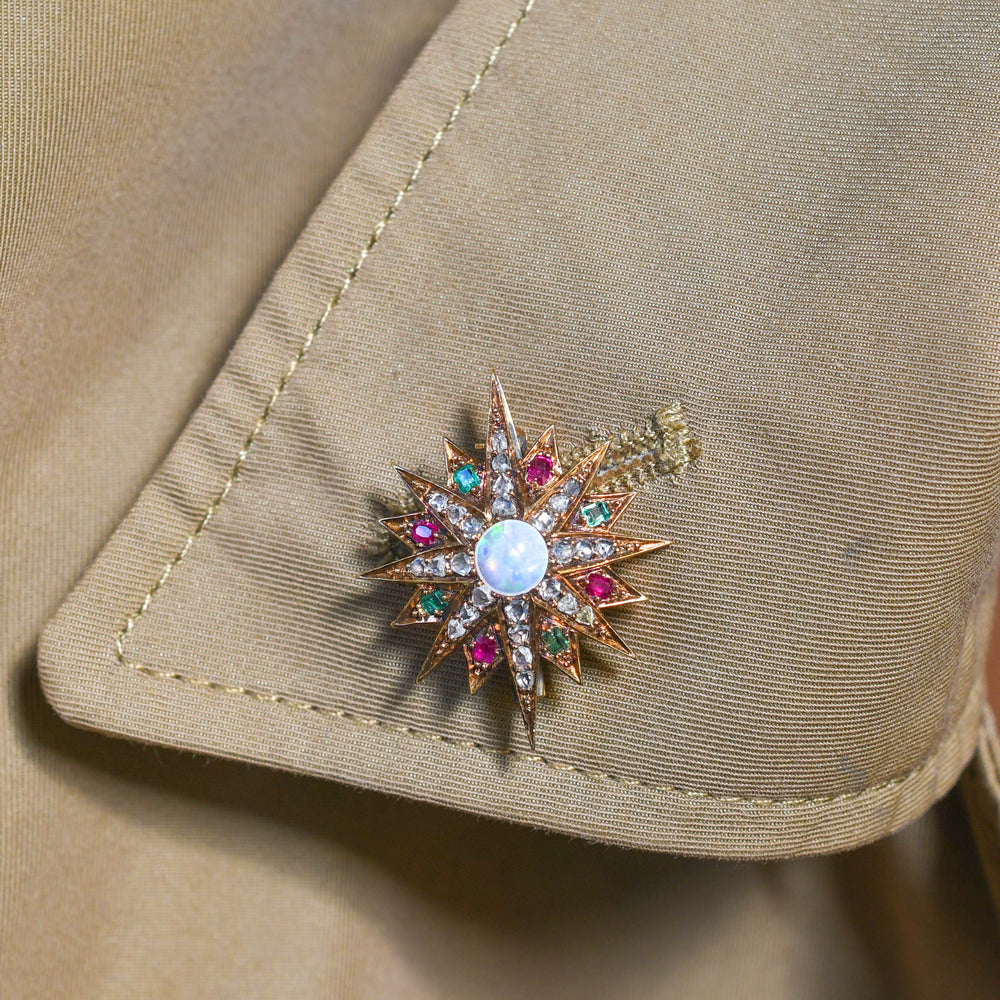 Victorian Multi-Gem Star Brooch