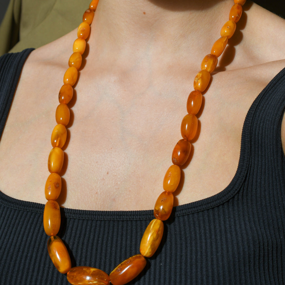 Antique Natural Amber Bead Necklace