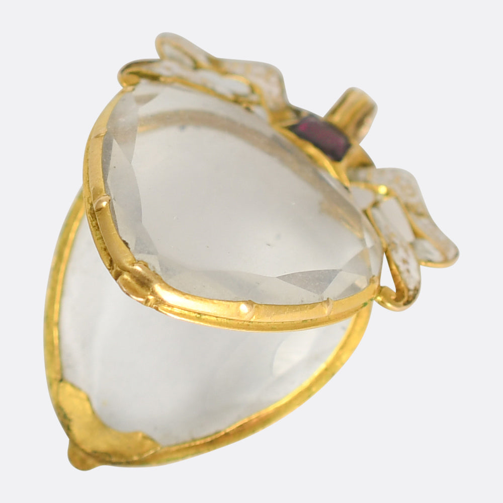 18th Century Au Plus Fidelle Rock Crystal Heart Locket