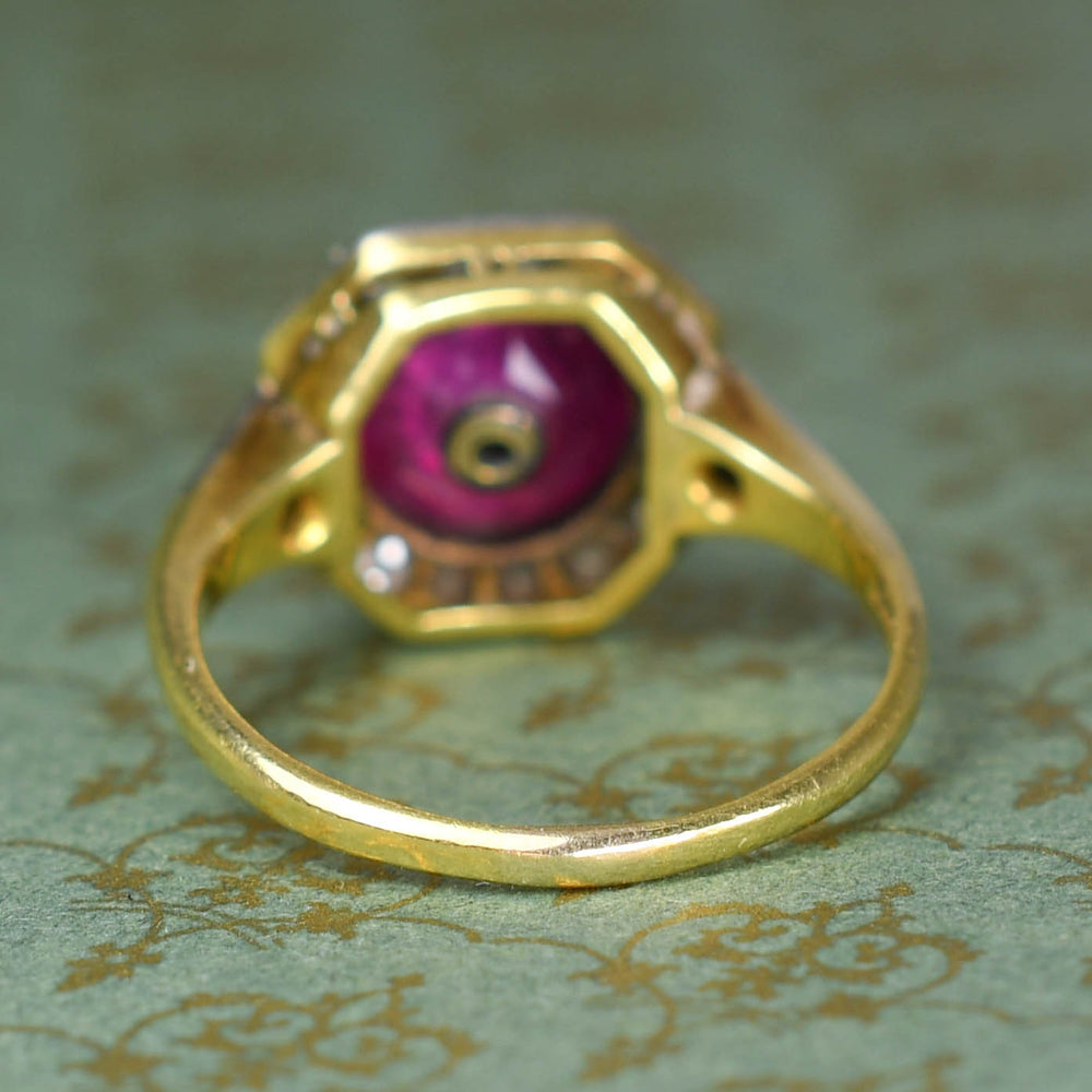 Art Deco Ruby & Diamond Target Ring