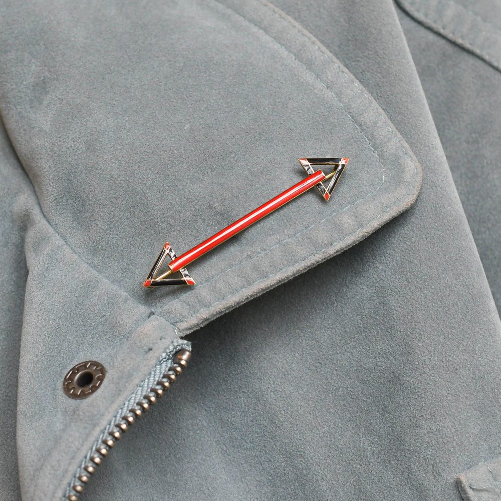 High Art Deco French Enamel Double Arrow Brooch