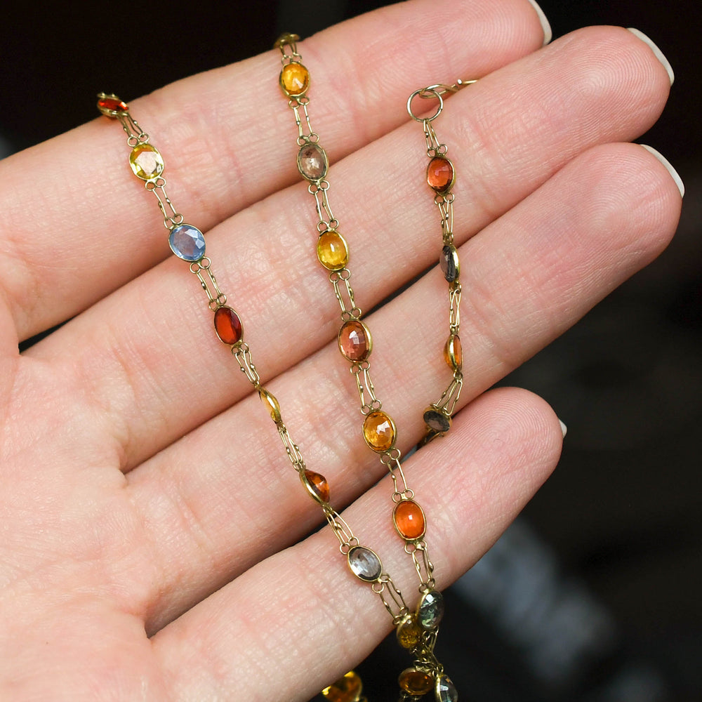 Edwardian Multi-Sapphire Chain Necklace