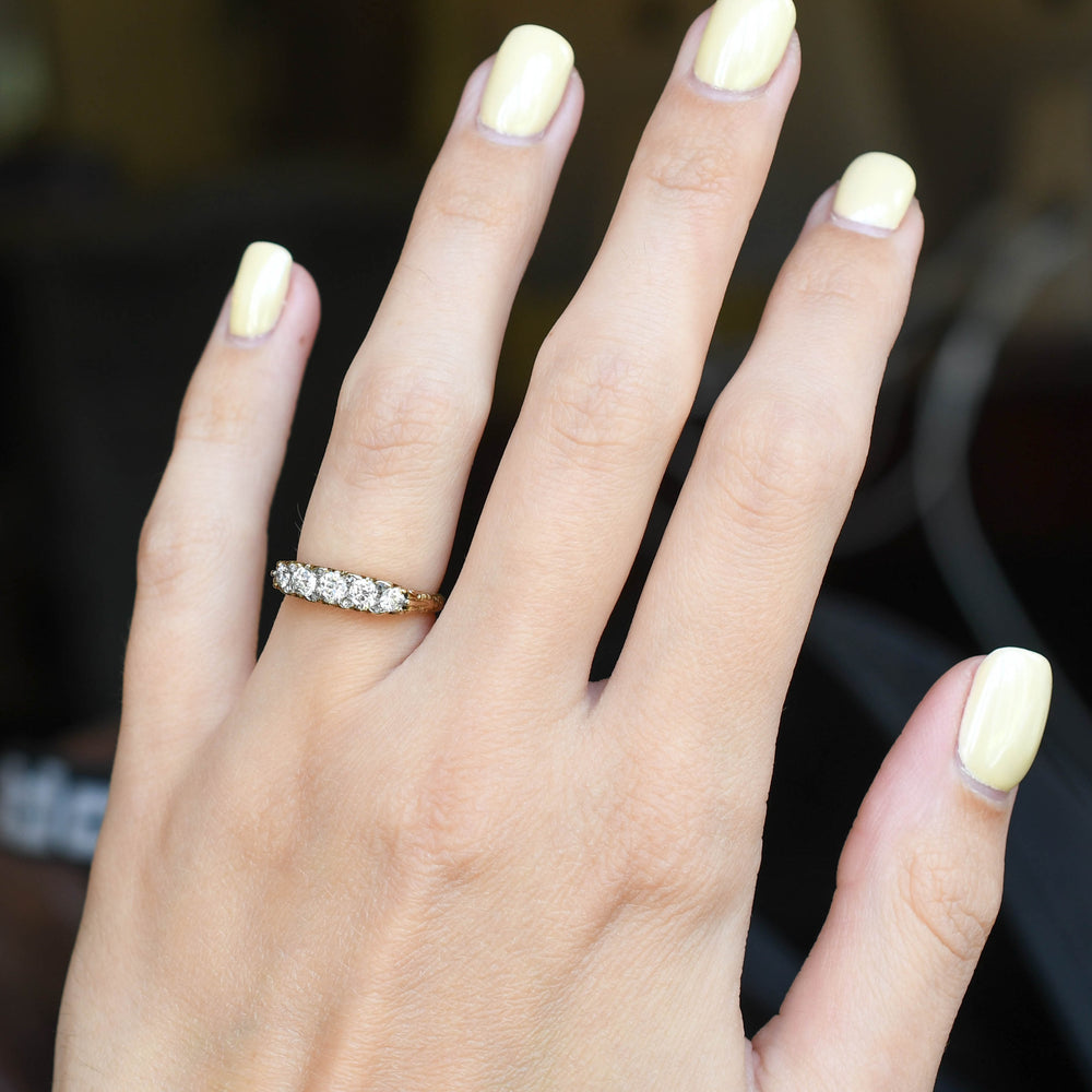 Victorian Carved Diamond 5-Stone Ring