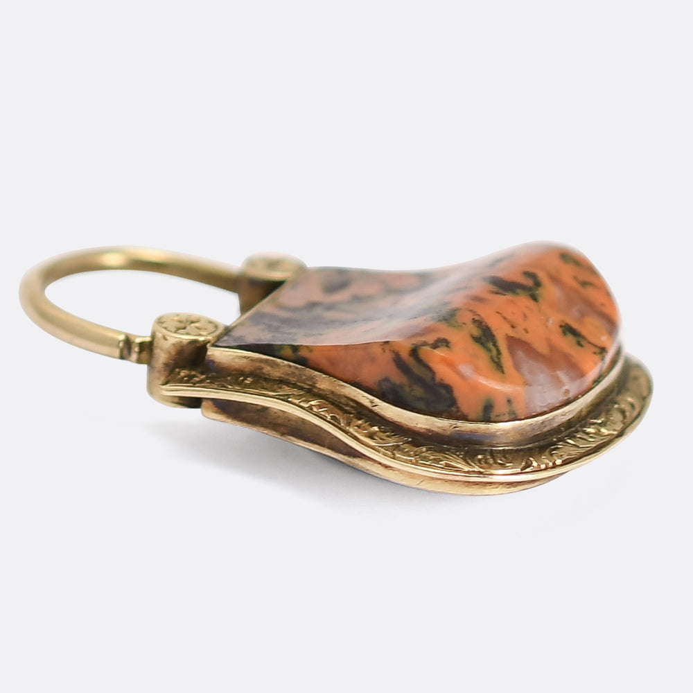 Victorian Scottish Granite Agate Padlock Charm