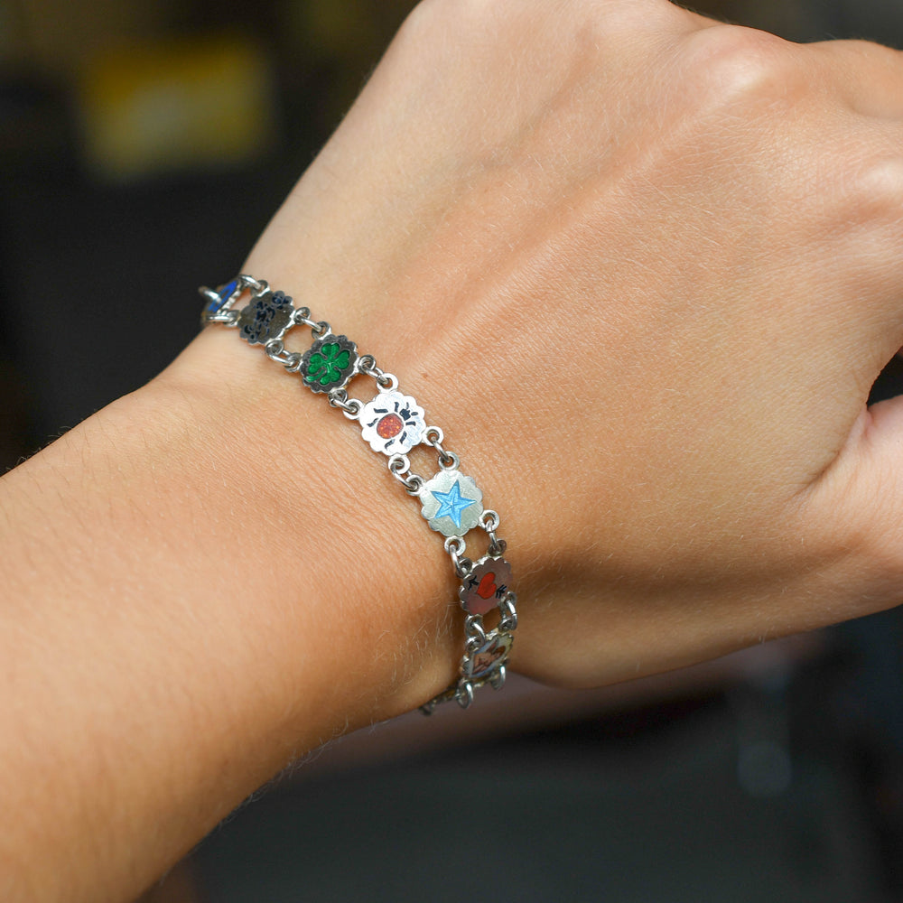 1930's Enamel Lucky Charm Bracelet