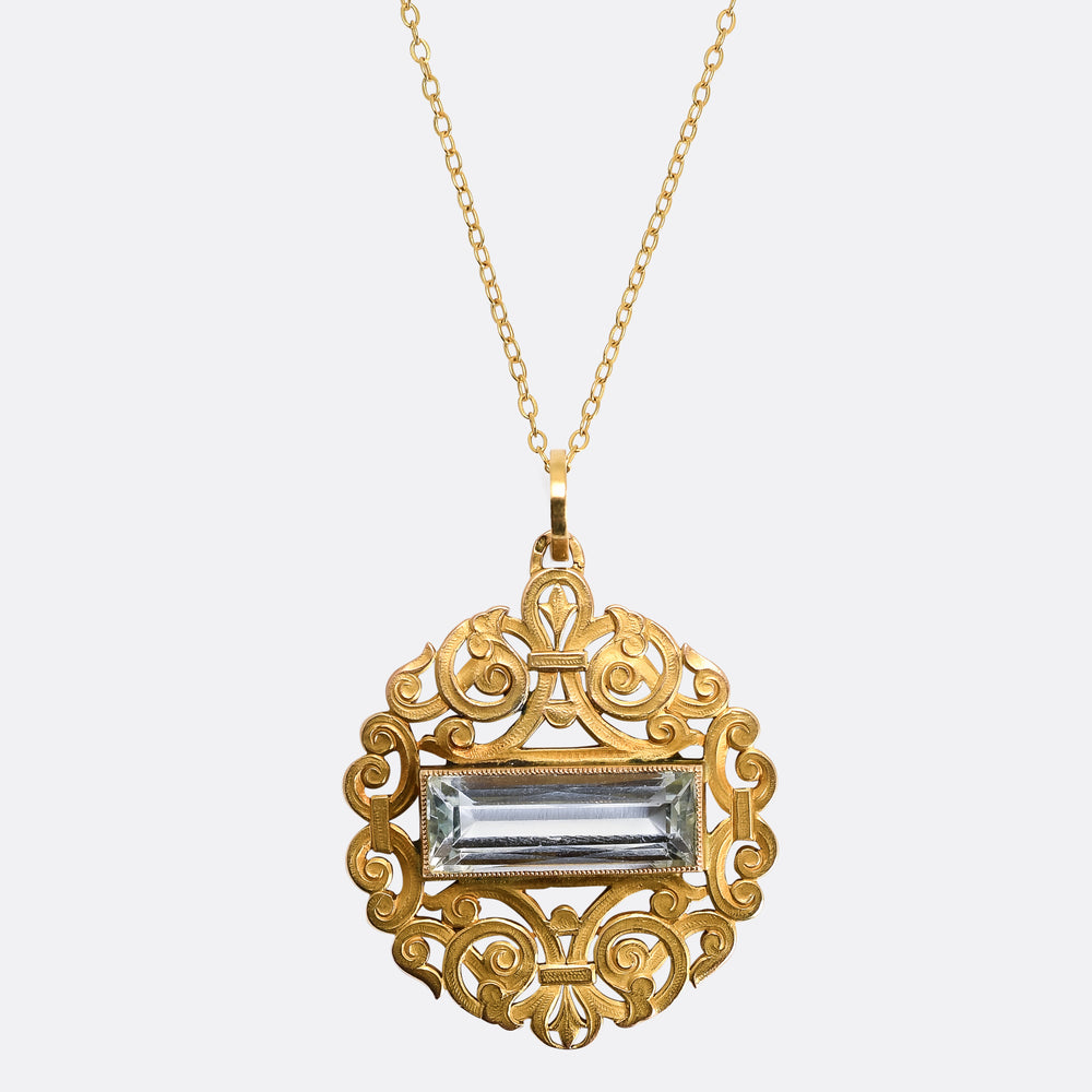Art Nouveau 8.1ct Aquamarine Pendant