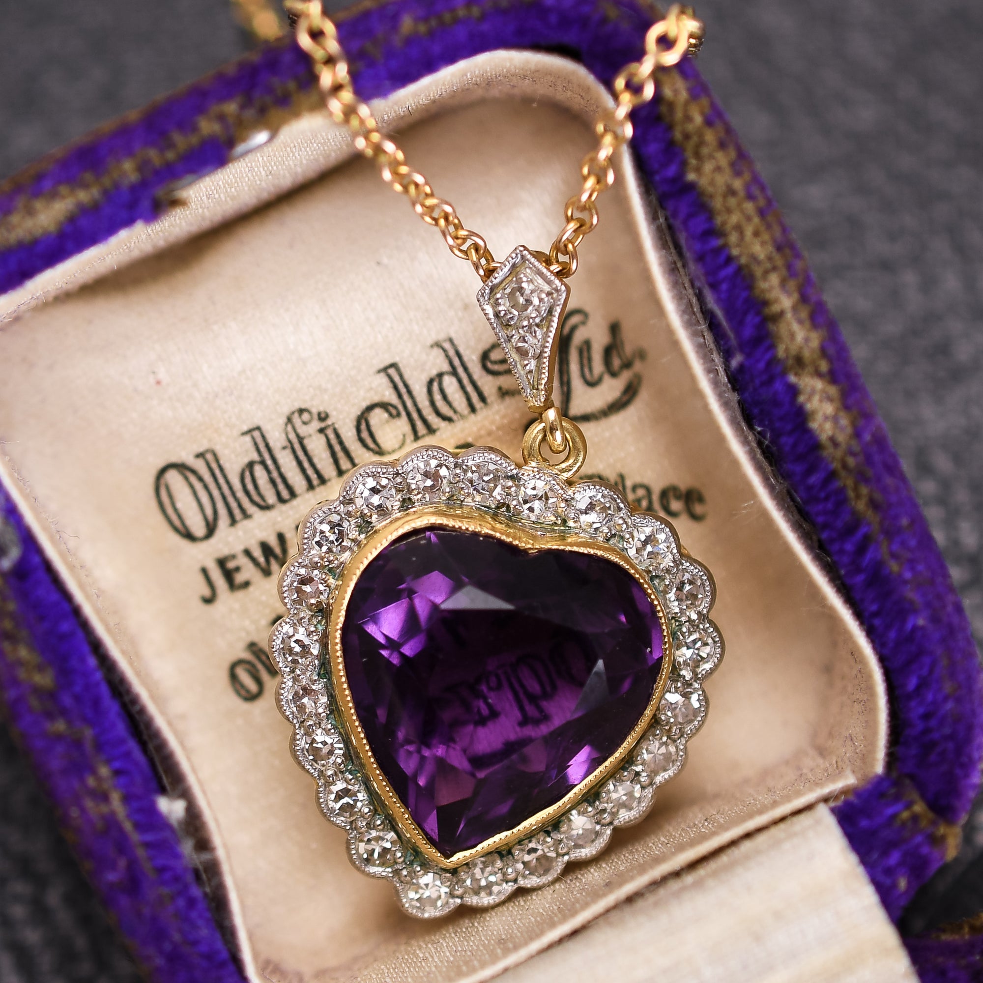 Edwardian Amethyst Diamond Heart Pendant – Butter Lane Antiques