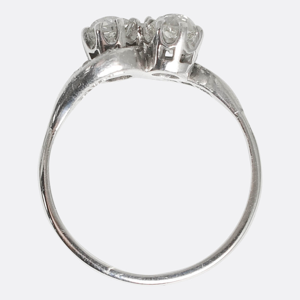 1920's Diamond Toi et Moi Crossover Engagement Ring