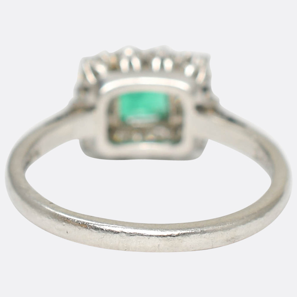1920's Emerald & Diamond Cluster Ring by Cropp & Farr