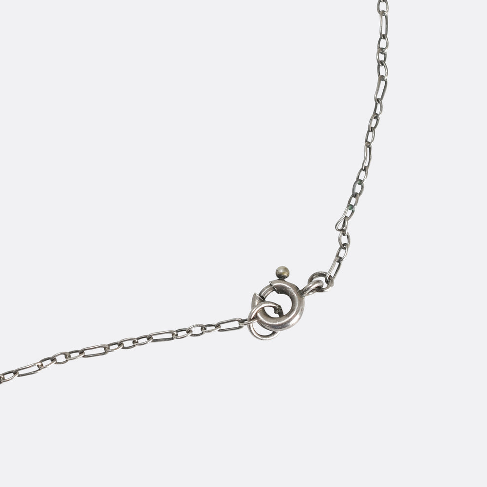 1920's Enamel Frog Charm & Chain