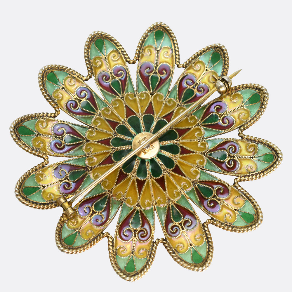 1920's Johan G Kjærland Plique-à-Jour Brooch