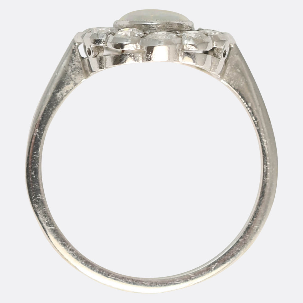 1920's Opal & Diamond Flower Cluster Ring