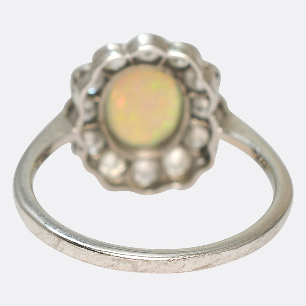 1920's Opal & Diamond Flower Cluster Ring