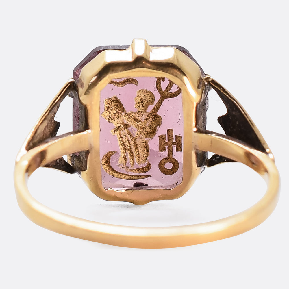 1920's Poseidon Reverse Carved Intaglio Ring