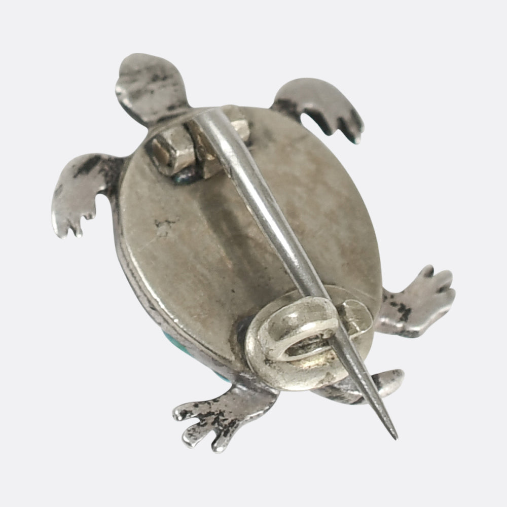 1920's Turquoise & Garnet Mini Turtle Brooch