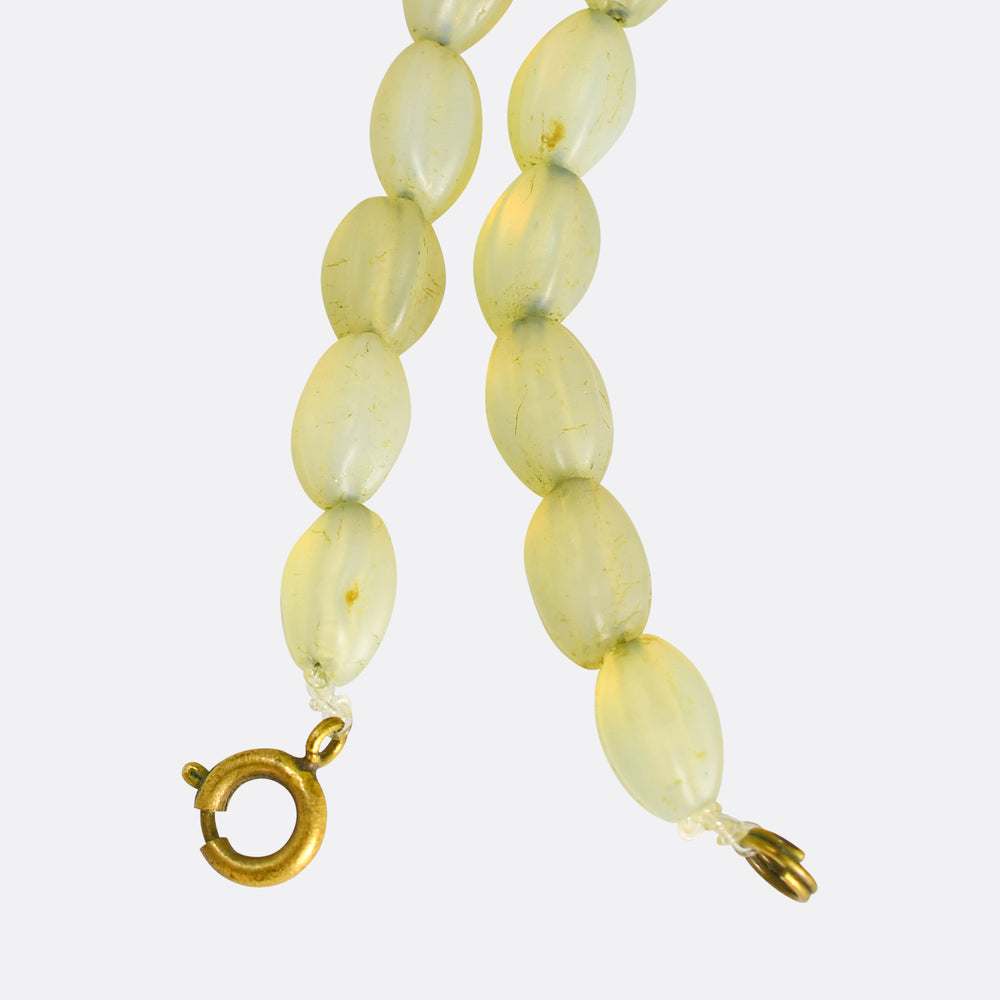 1920's Uranium Glass Bead Necklace