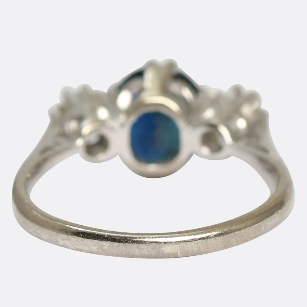 1930's Basaltic Sapphire & Diamond Trilogy Ring