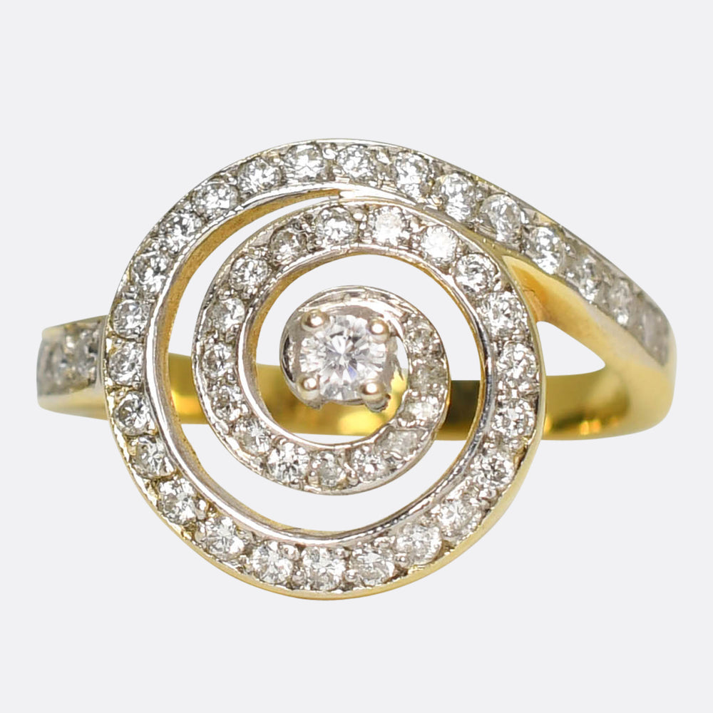 1930's Diamond Swirl Cluster Ring
