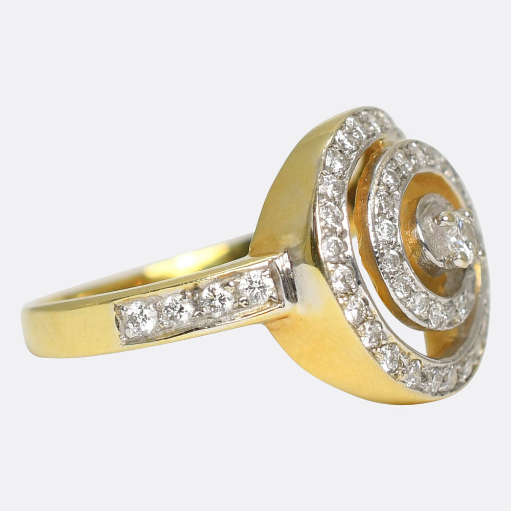 1930's Diamond Swirl Cluster Ring