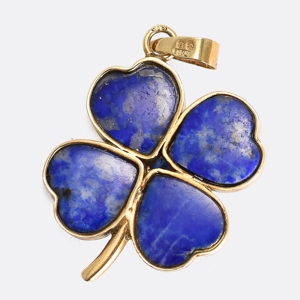 1930's Lapis Lazuli & Sapphire Lucky Clover Charm