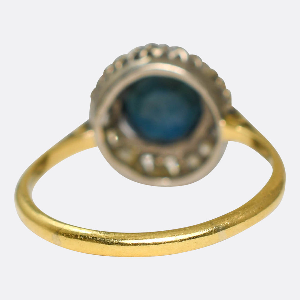 1930's Sapphire & Diamond Round Cluster Ring