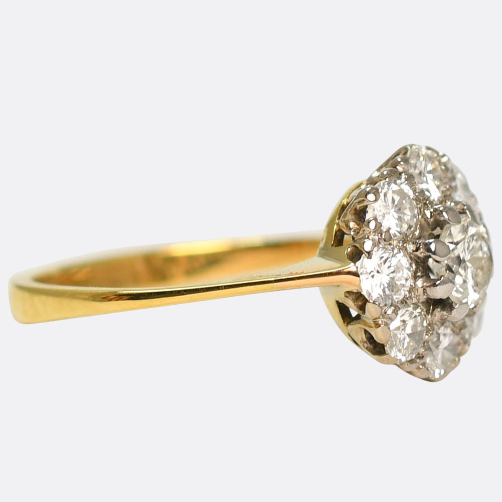 1930's Transitional Cut Diamond Flower Ring