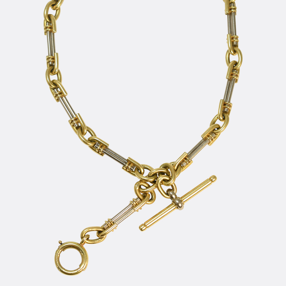 1940's Bi-Metal Albert Chain Necklace