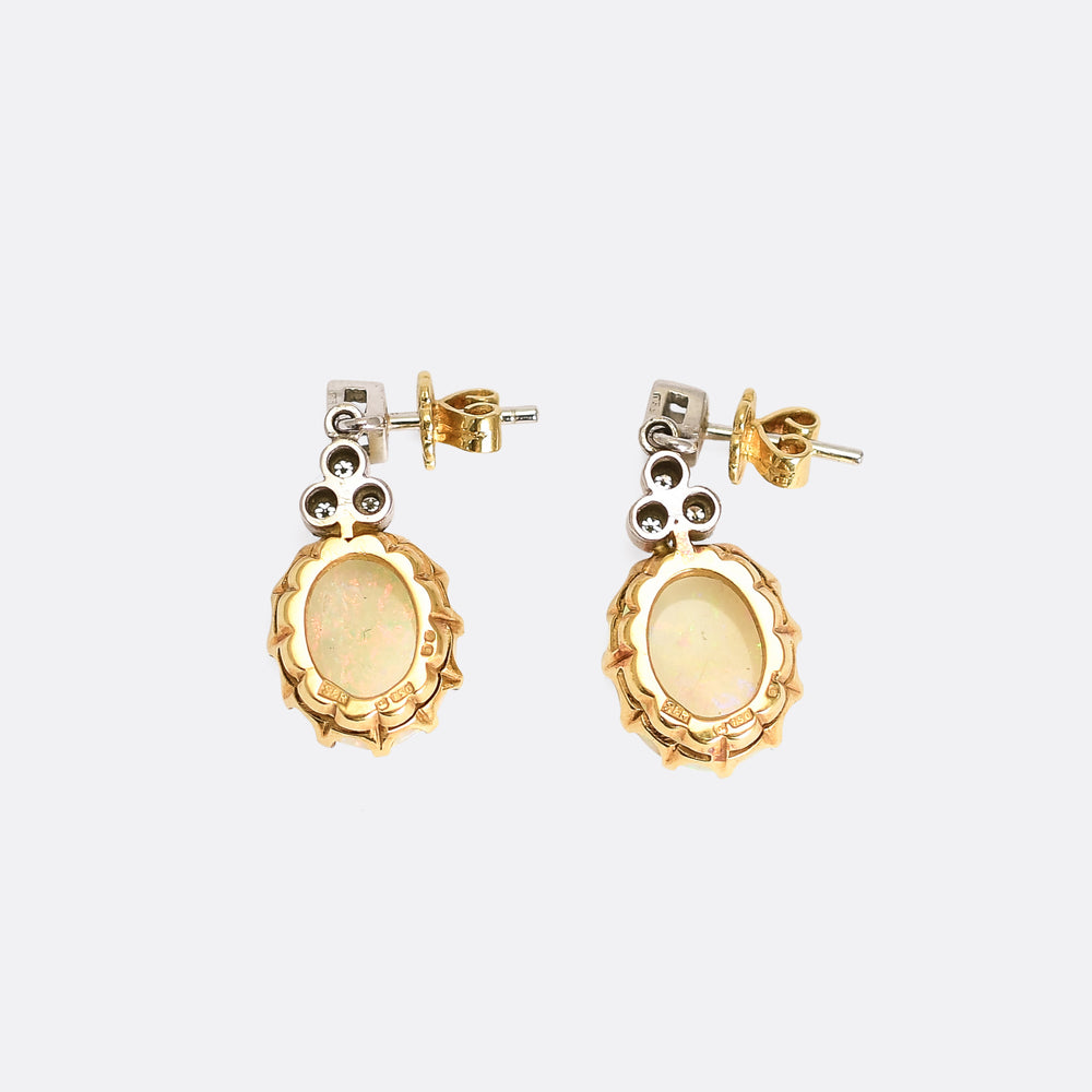 1940's Diamond & Opal Earrings