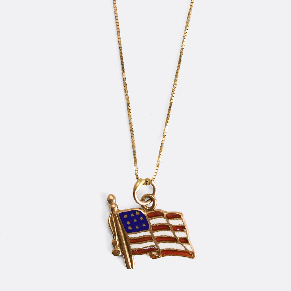 1940's Enamel American Flag Charm