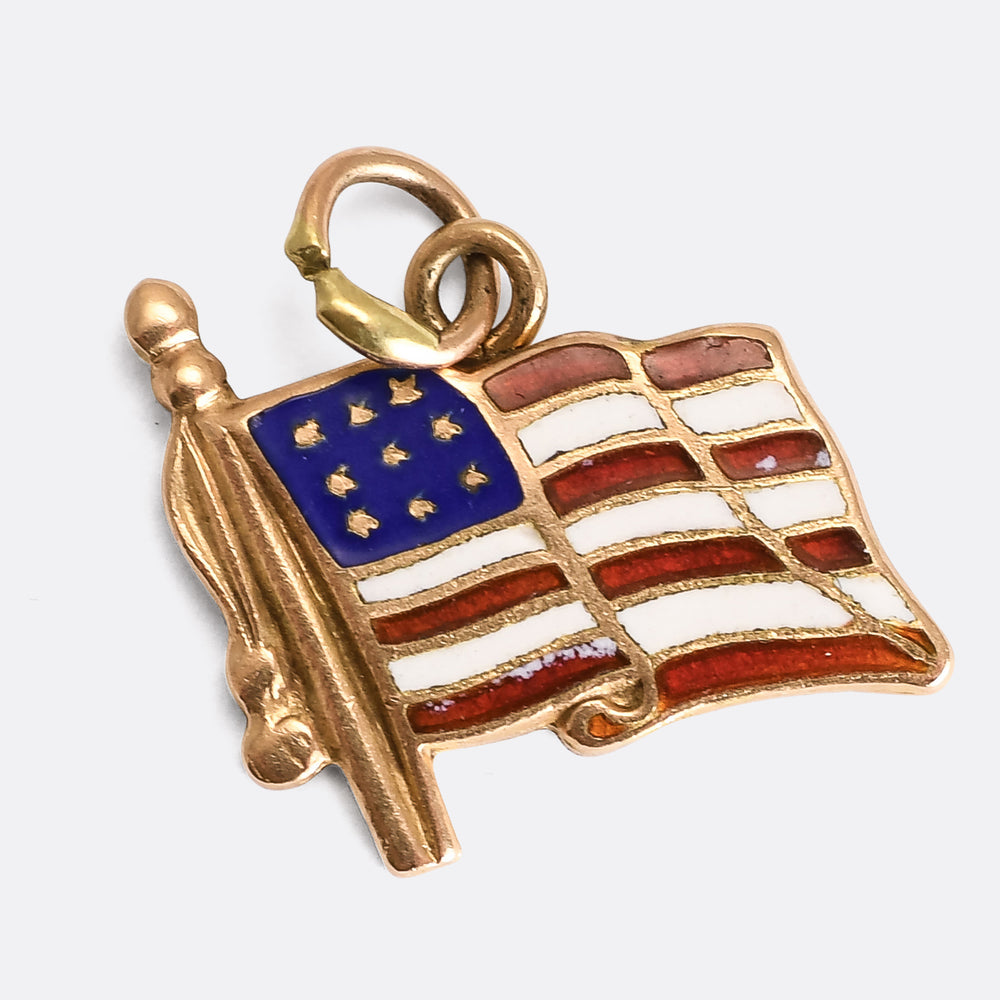 1940's Enamel American Flag Charm