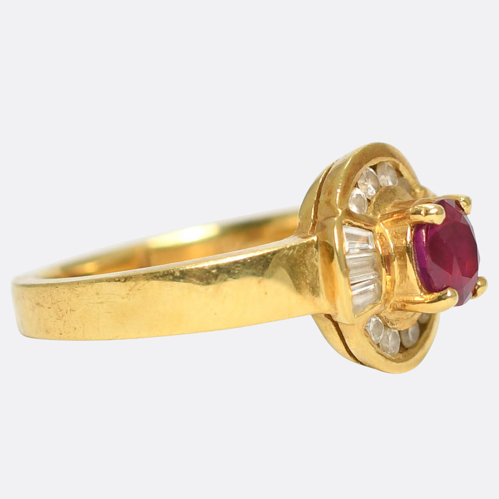 1940's Ruby & Diamond Cluster Ring