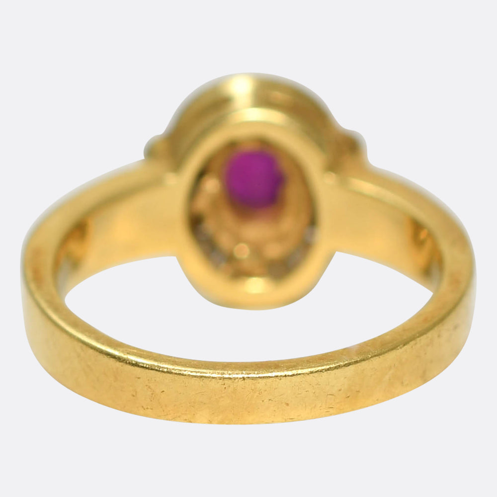 1940's Ruby & Diamond Cluster Ring