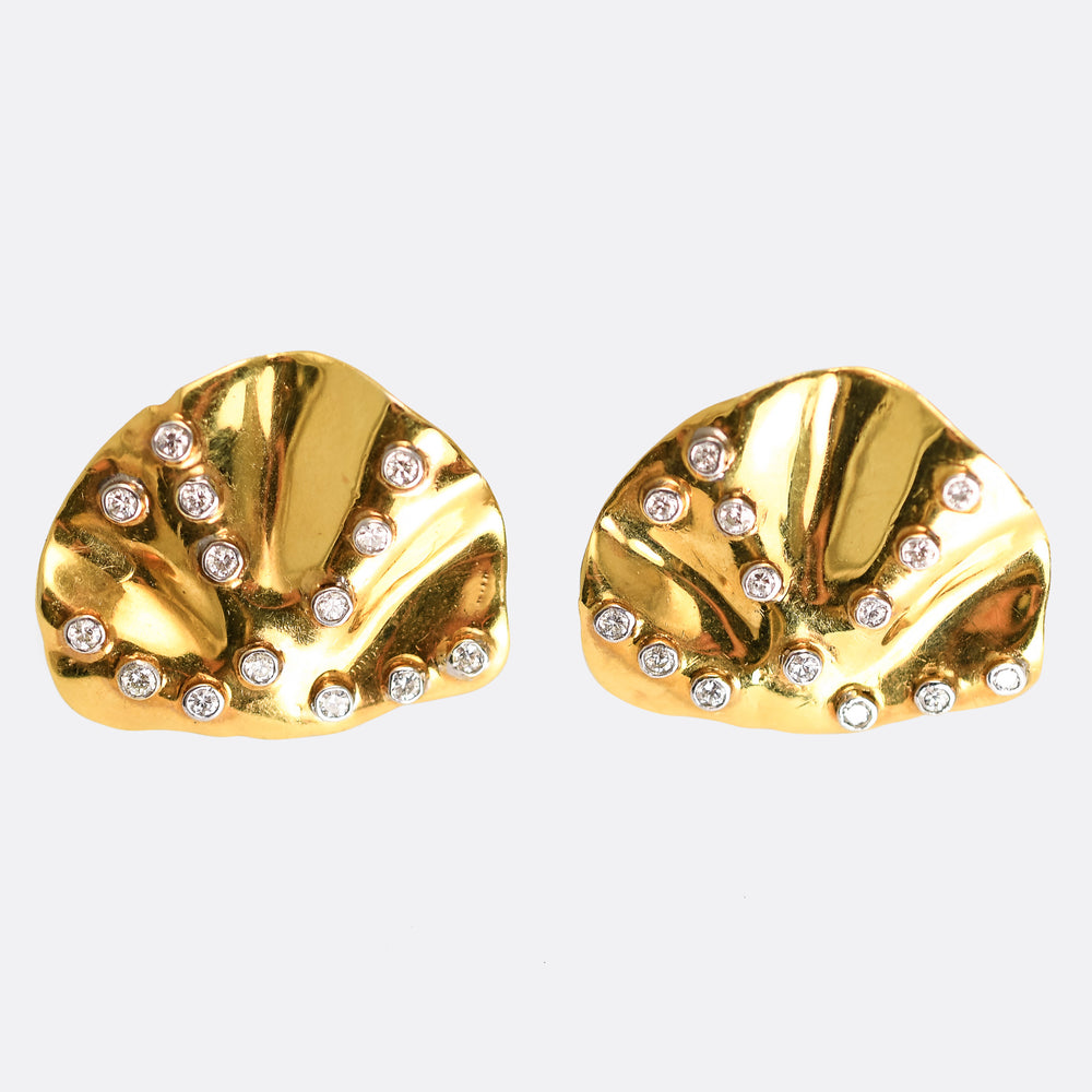 1970's Diamond Abstract Earrings