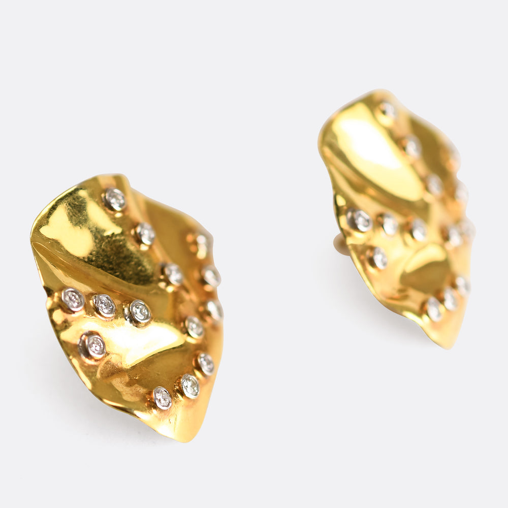 1970's Diamond Abstract Earrings