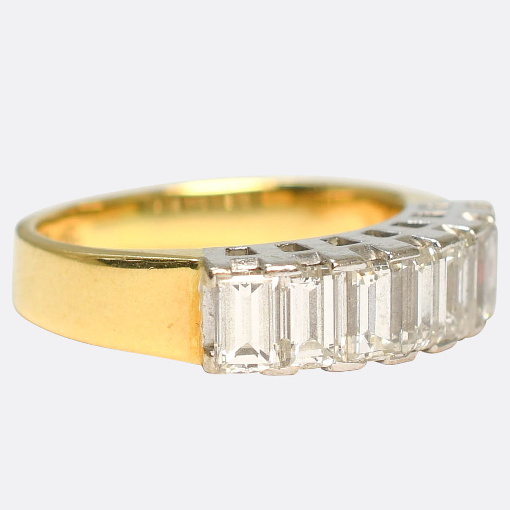 1980's Baguette Cut Diamond Half Eternity Ring