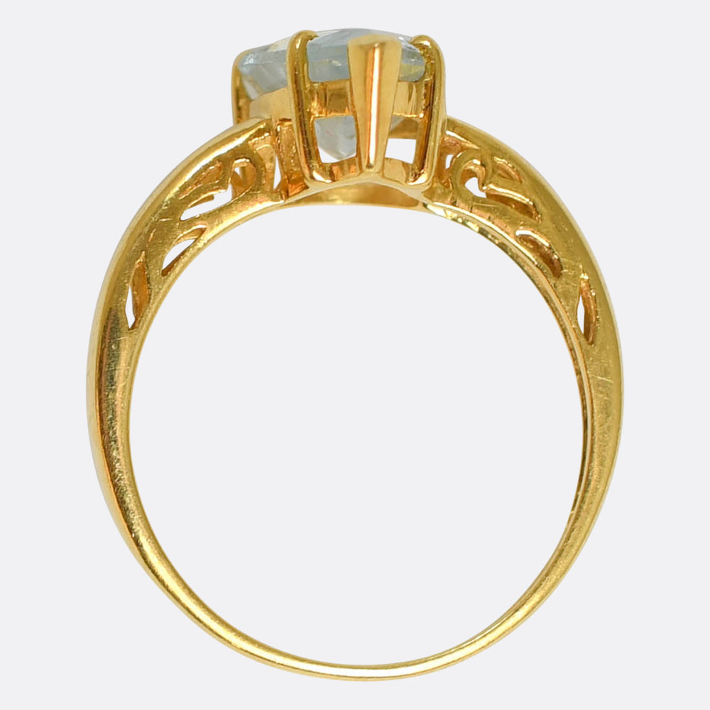 2.20ct Pear Cut Aquamarine Solitaire Ring