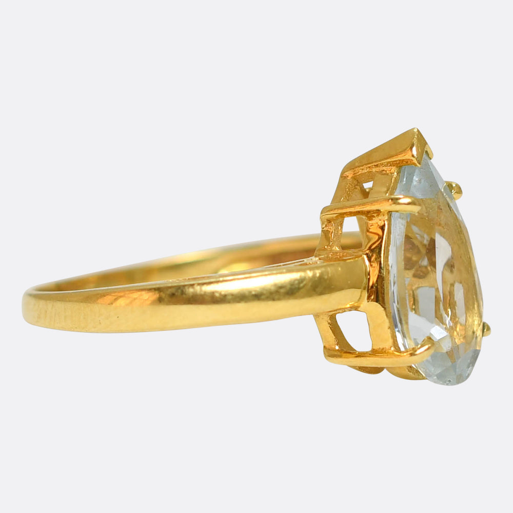 2.20ct Pear Cut Aquamarine Solitaire Ring