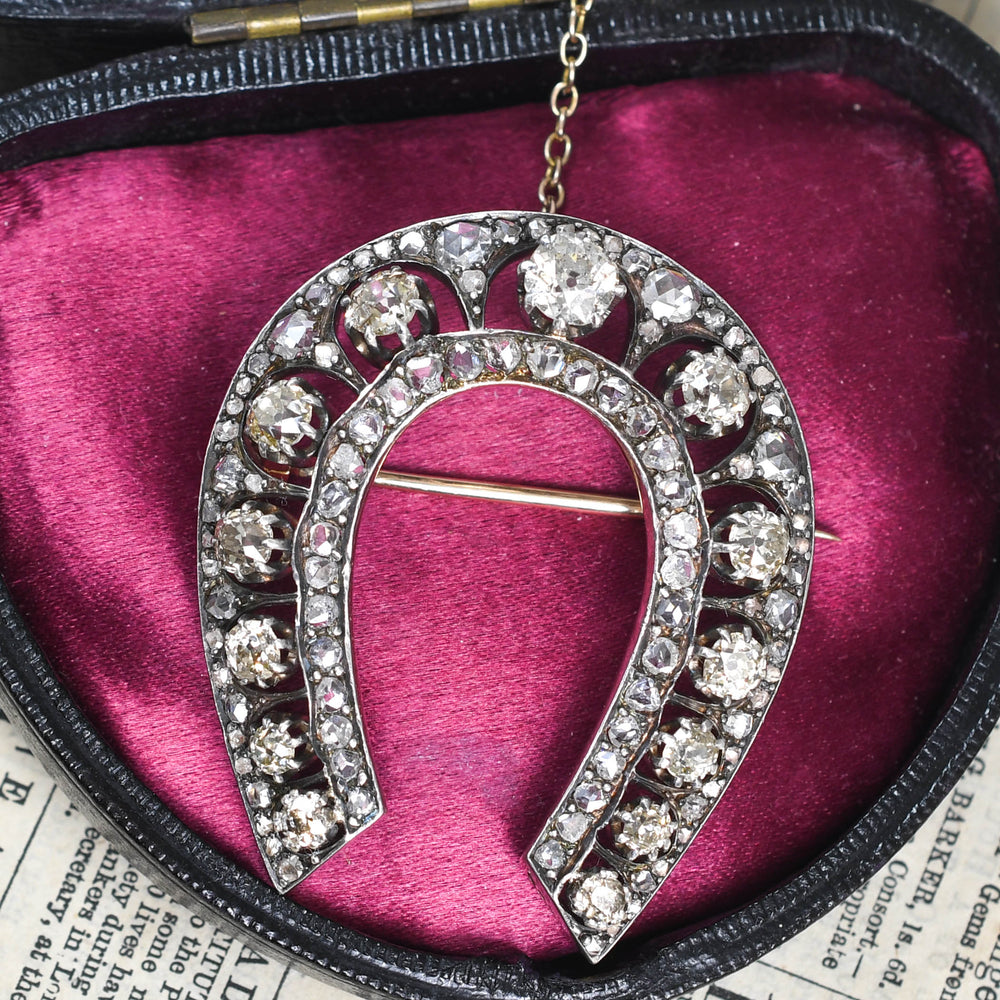 Victorian Diamond Lucky Horseshoe Brooch