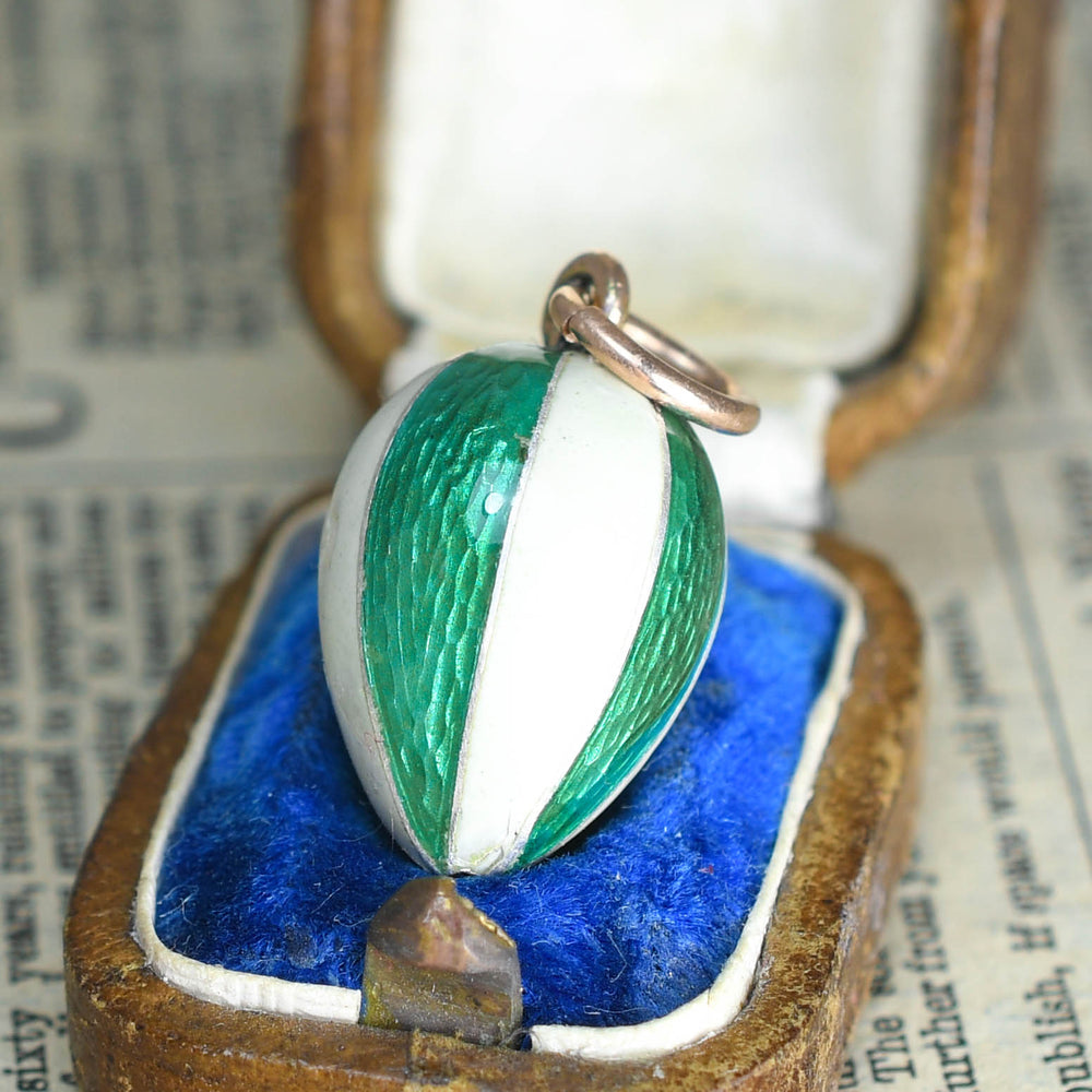 Antique Russian Enamel Miniature Egg Pendant