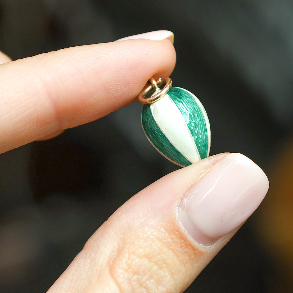 Antique Russian Enamel Miniature Egg Pendant
