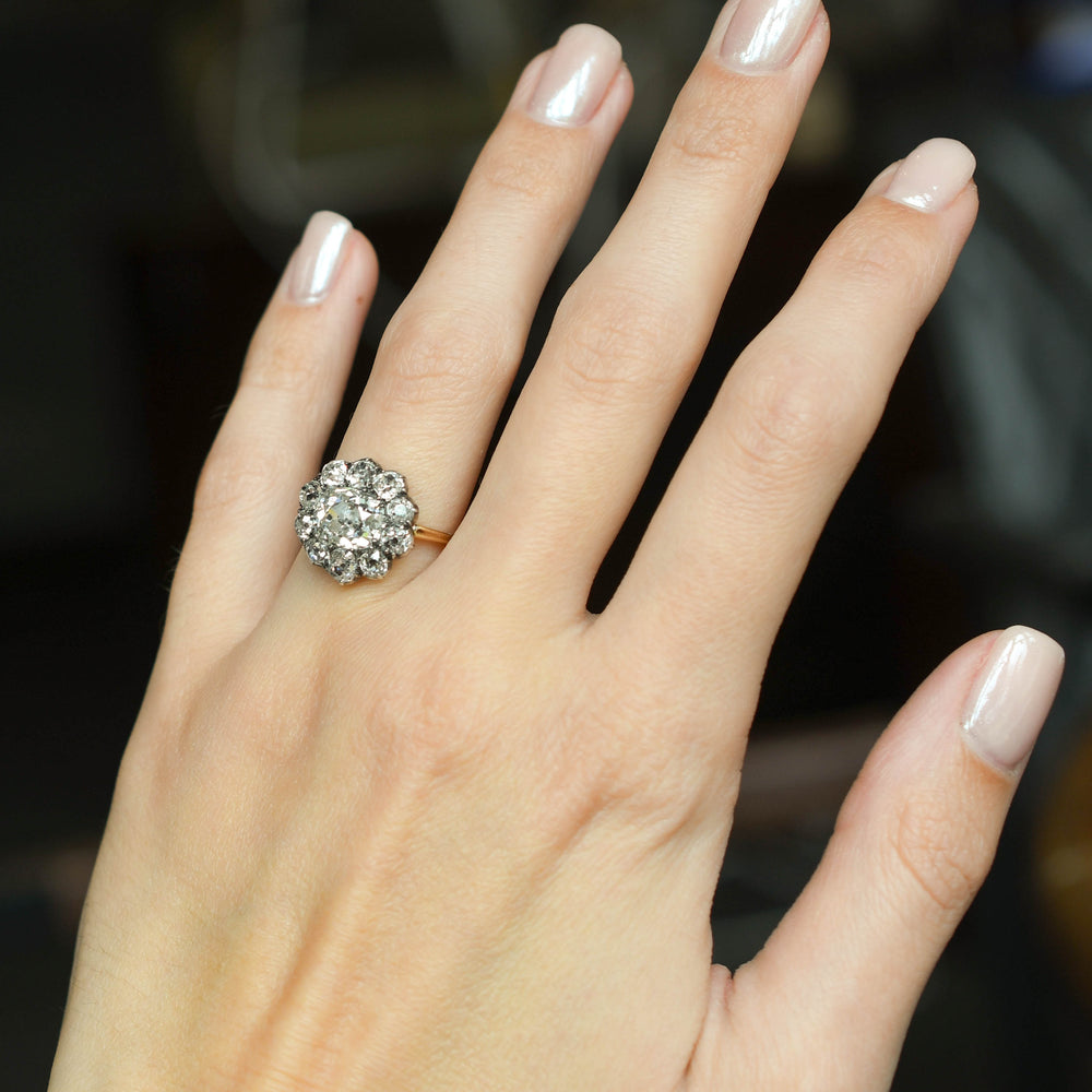 Georgian 5.36ct Old Cut Diamond Cluster Ring