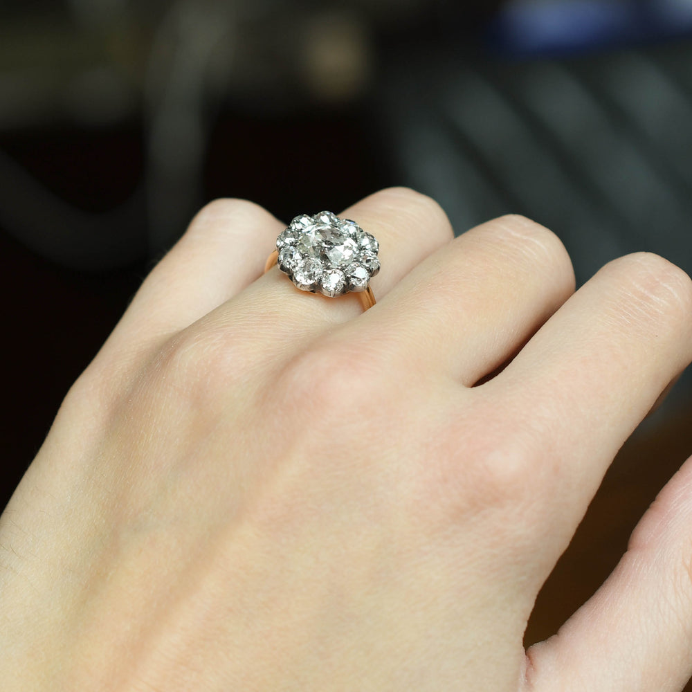 Georgian 5.36ct Old Cut Diamond Cluster Ring